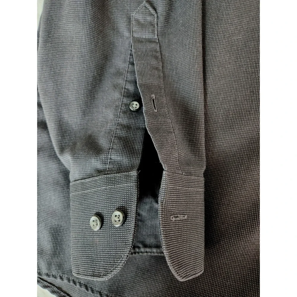 Geoffrey Beene Men's 34/35 15.5 Wrinkle-Free Slim Fit Gray Long Sleeve Dress EUC